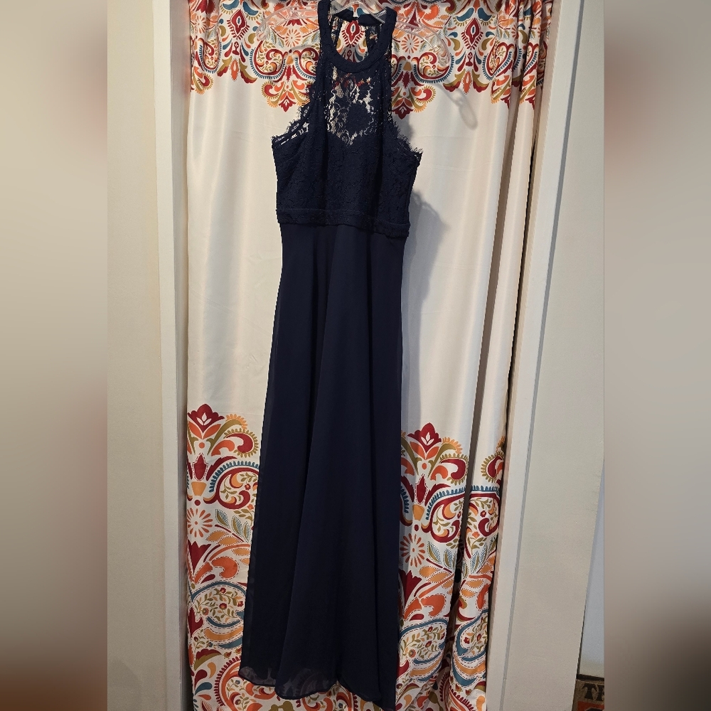 Lulu's Navy Blue Lulus Lace Maxi Dress